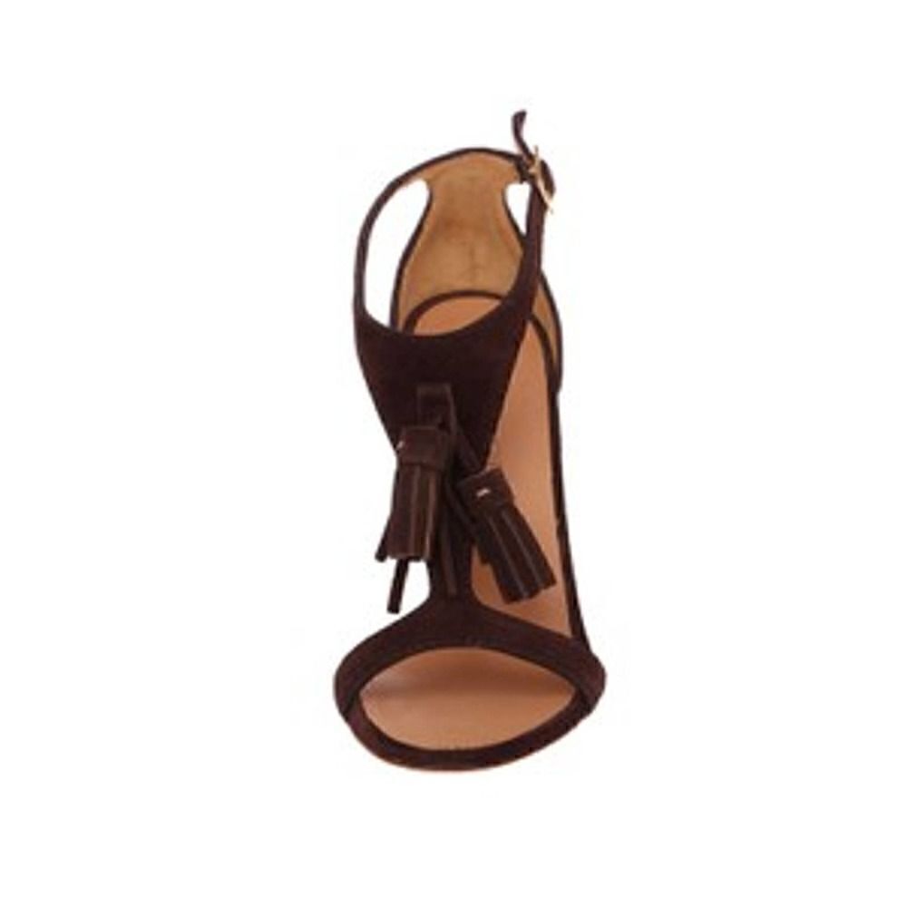 New DSQUARED2 Women US 10 Shoes Brown Suede High Heel Wedge T-Strap Sandals - Picture 4 of 13